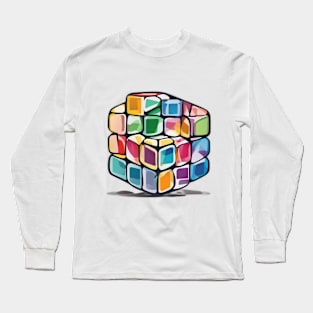 Rubic Cube Pastel shades Shadow Silhouette Anime Style Collection No. 376 Long Sleeve T-Shirt